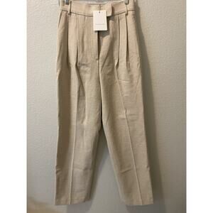 The Frankie Shop NWT Pace Pleated High Waist Linen Trousers Pants Small Sand